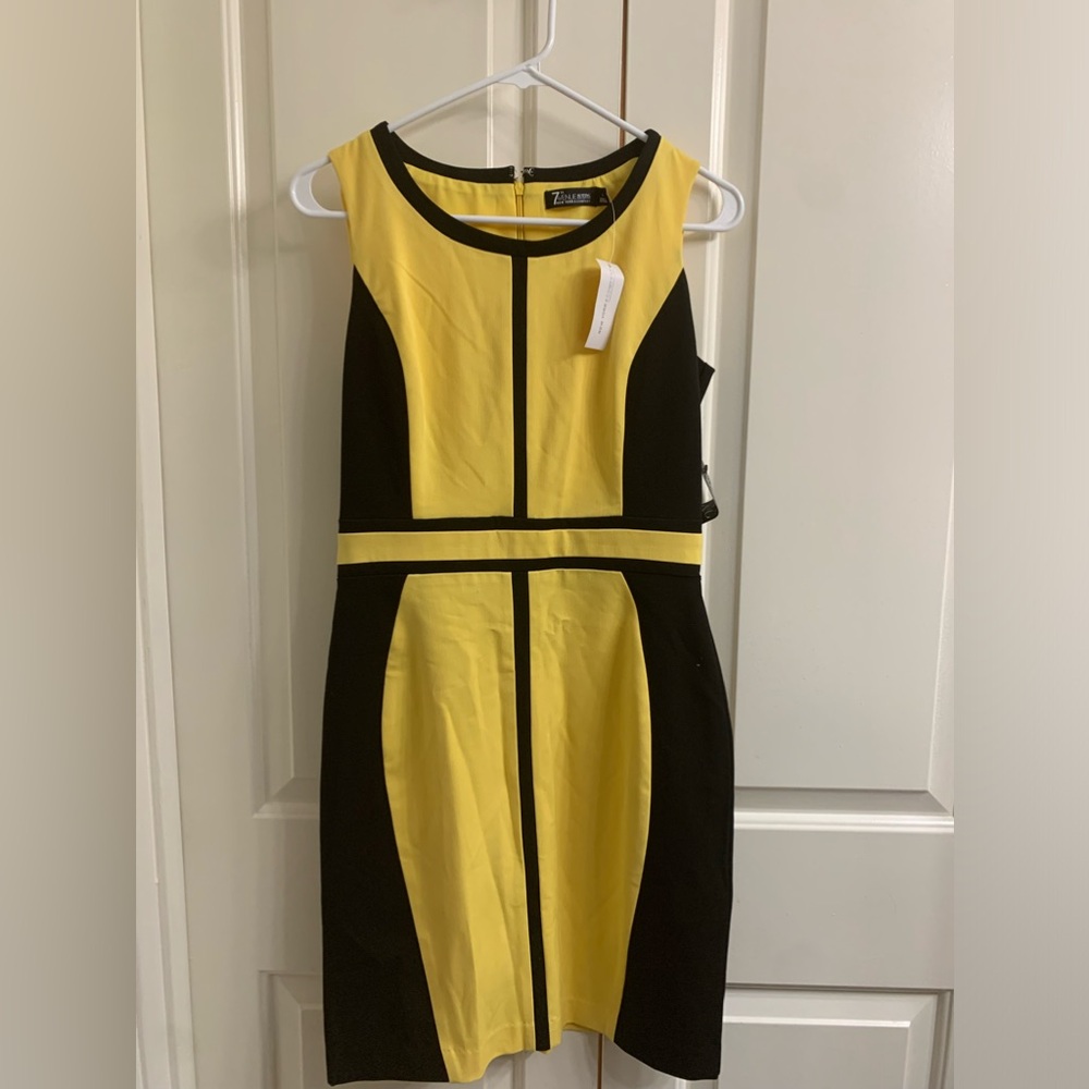 BNWT NY&Co Black & Yellow sleeveless sheath dress